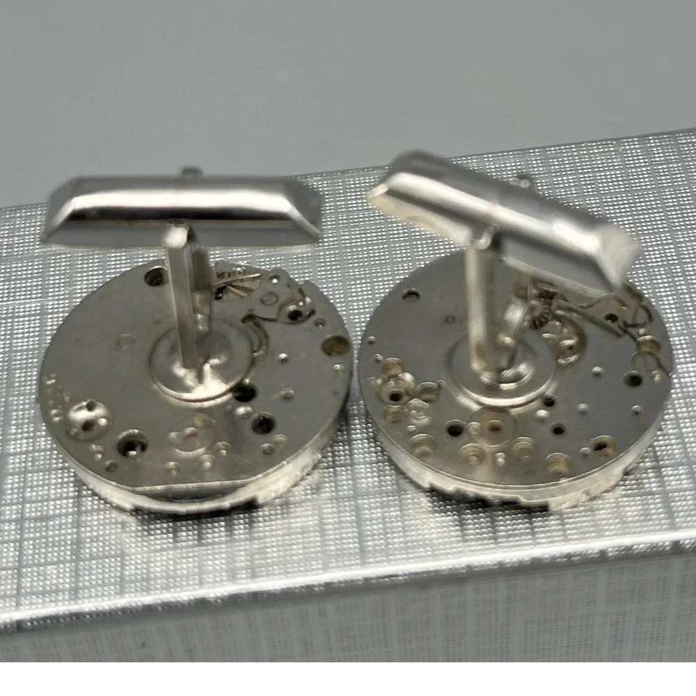 Vintage Watch Movement Cufflinks‎ Swank STEAMPUNK Silvertone